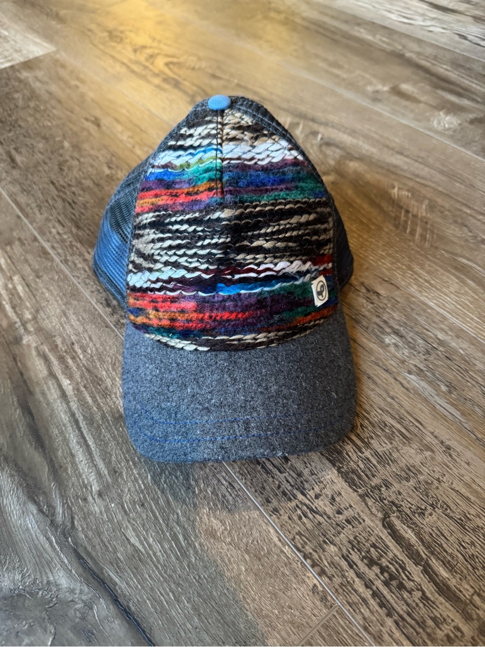 pistil Charcoal Brim Trucker Hat with Multicolor Knit Front